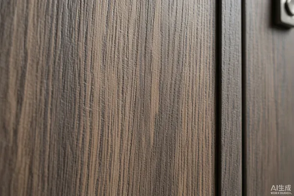 3D raised panel cabinet door wrapped in oak grain PVC membrane foil