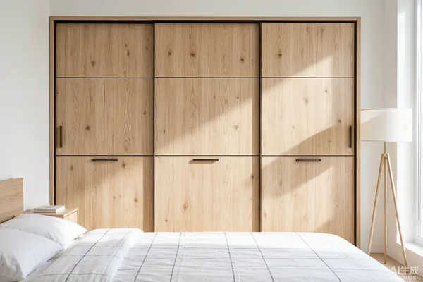 Closet interior lined with white solid-color PVC decorative film