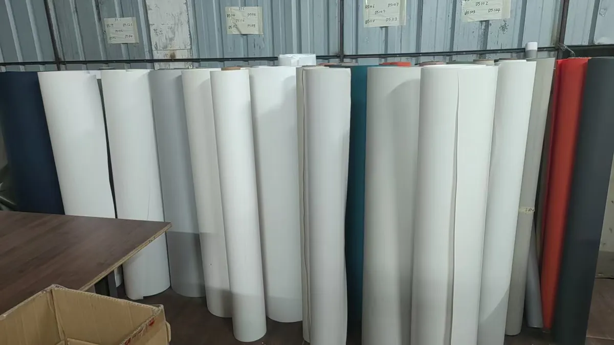 Finished PVC film roll stock awaiting packing