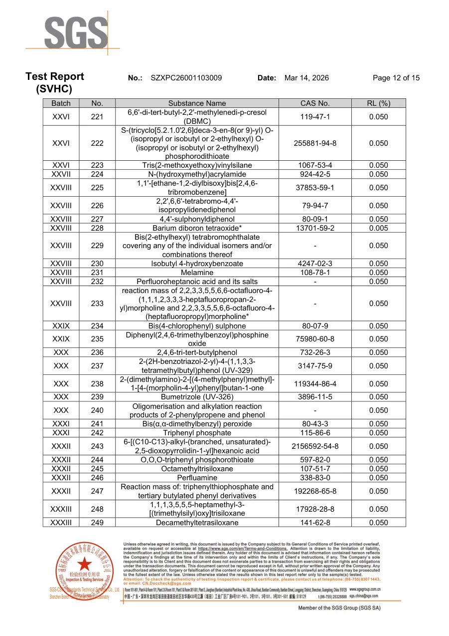 REACH SVHC 2026年检测报告第12页