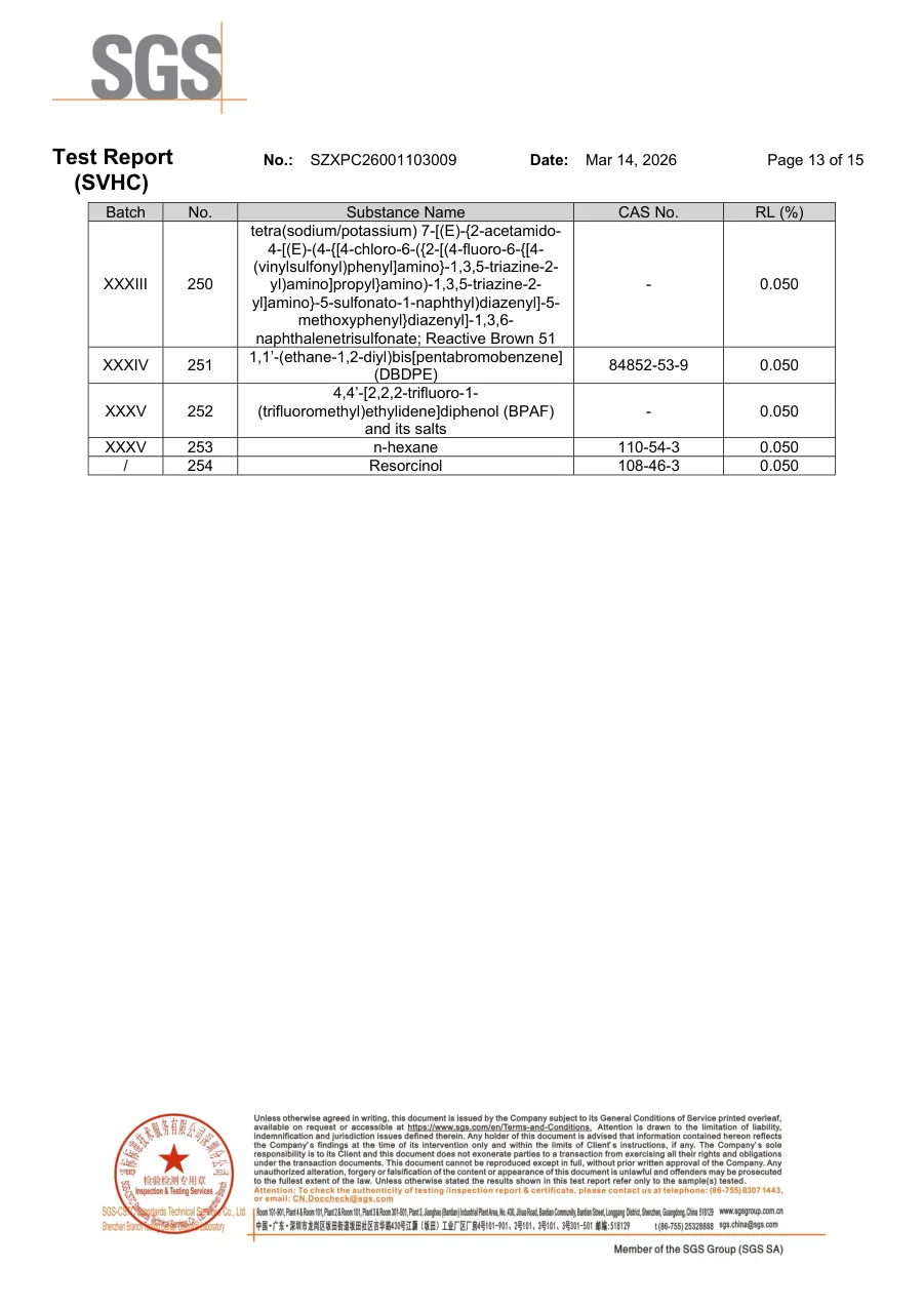 REACH SVHC 2026年检测报告第13页