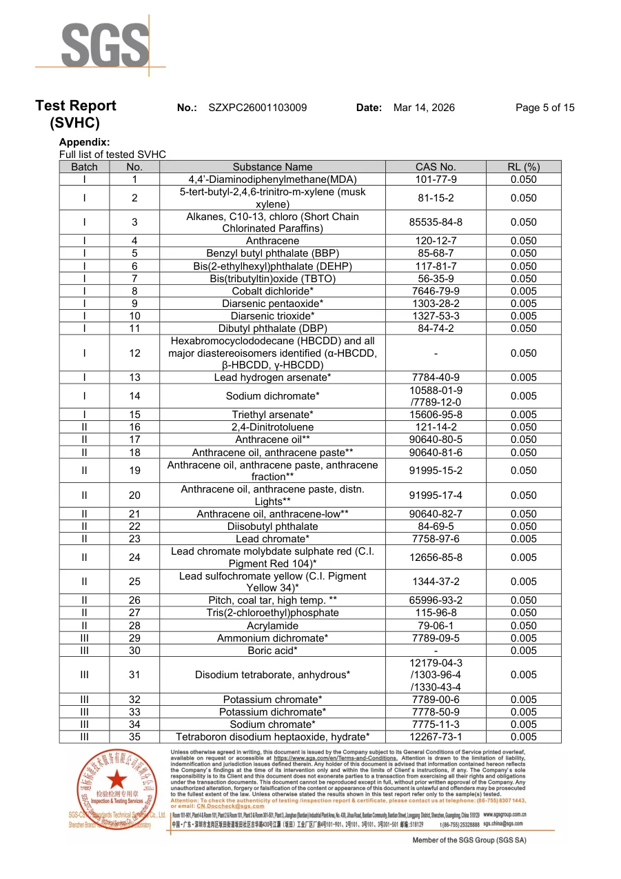 REACH SVHC 2026年检测报告第5页