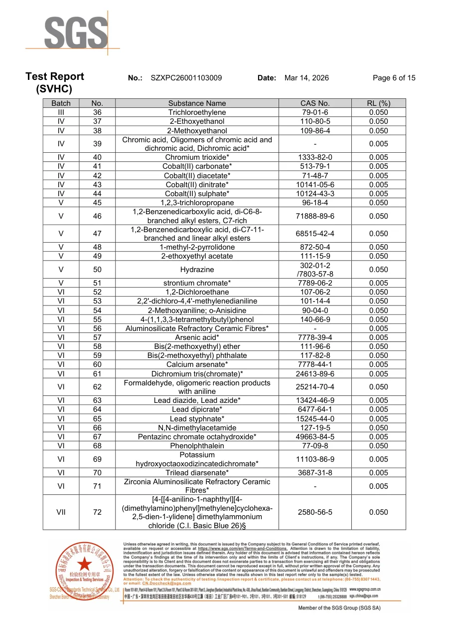 REACH SVHC 2026年检测报告第6页