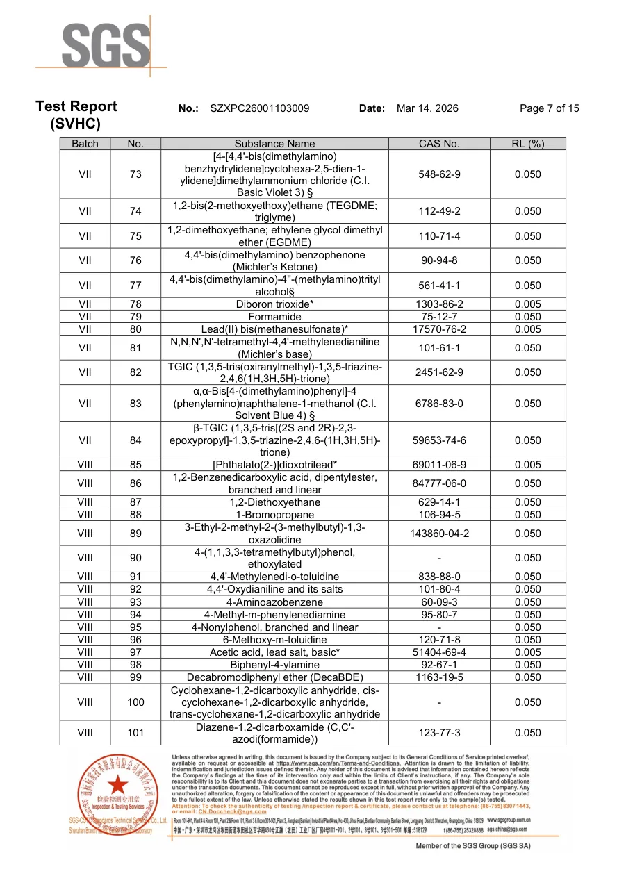 REACH SVHC 2026年检测报告第7页